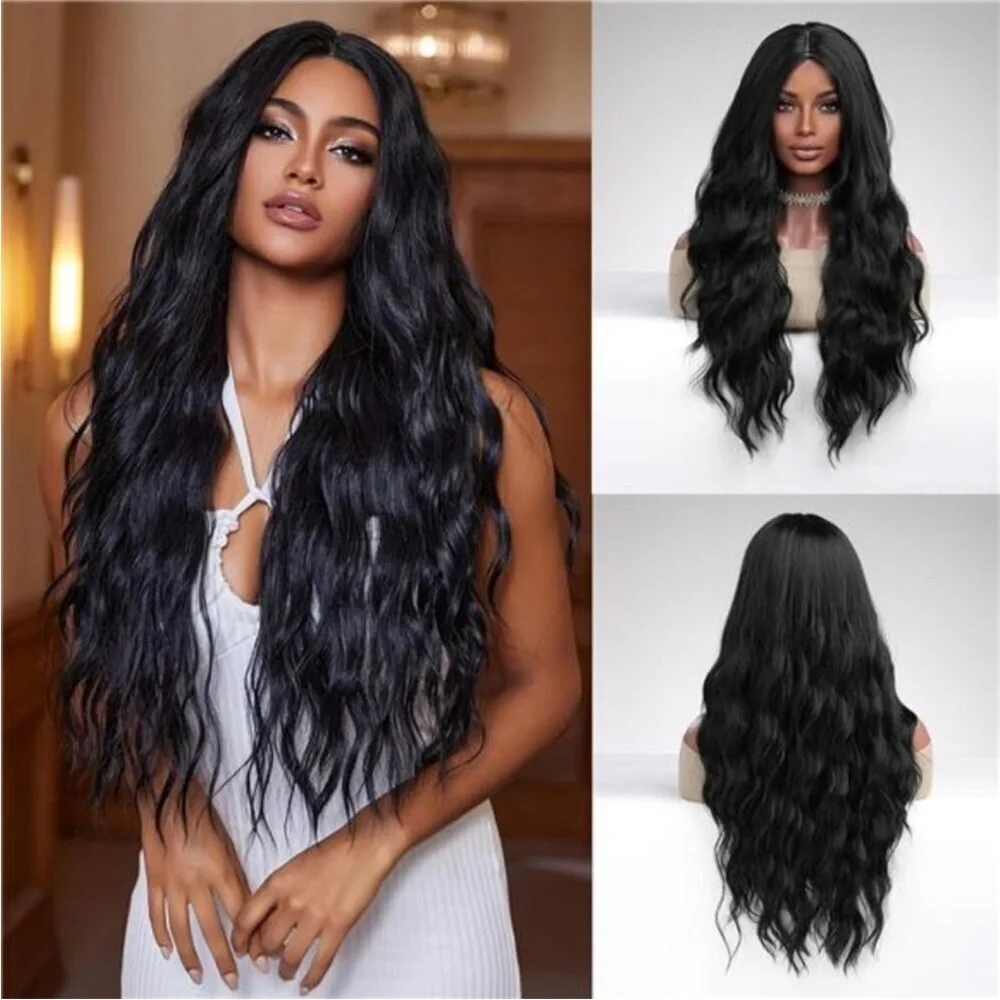 Womens Natural 28” Hair Heat Resistant Black WIG